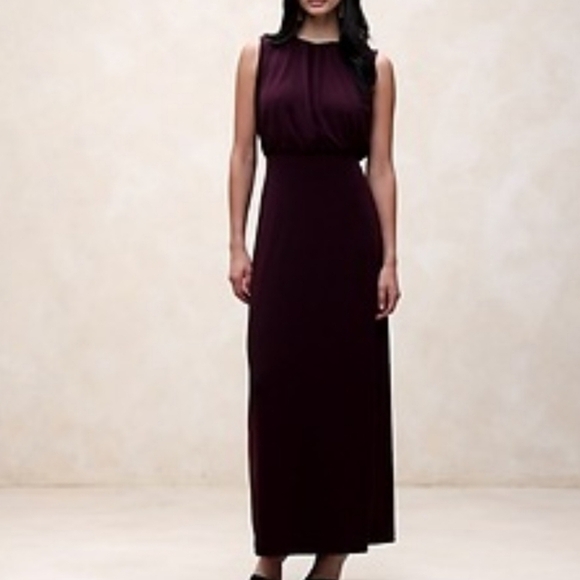 Banana Republic Aura Jersey Maxi Dress Prune Purple Column Maxi Dress Small - Picture 1 of 10